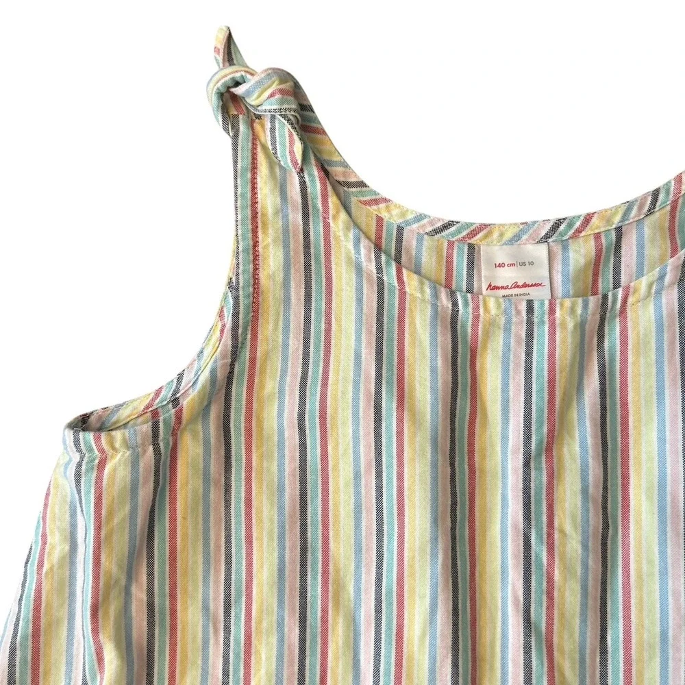Hanna Andersson Girls Dress Size 10 Scoopneck Rainbow Striped‎ Pocket Play (19)
